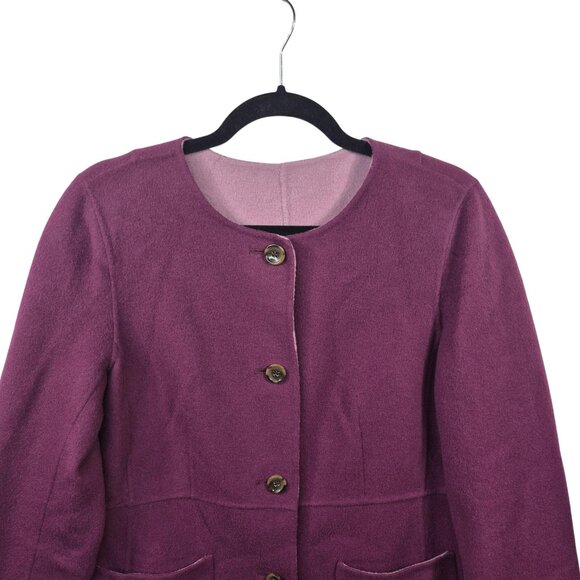 Talbots Coat Womens 10 Purple Wool Blend Peacoat Double Faced Reversible Buttons - Picture 5 of 15